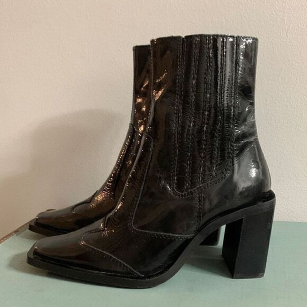 Topshop boots Honduras Black Patent Leather Slip On Western Boots‎